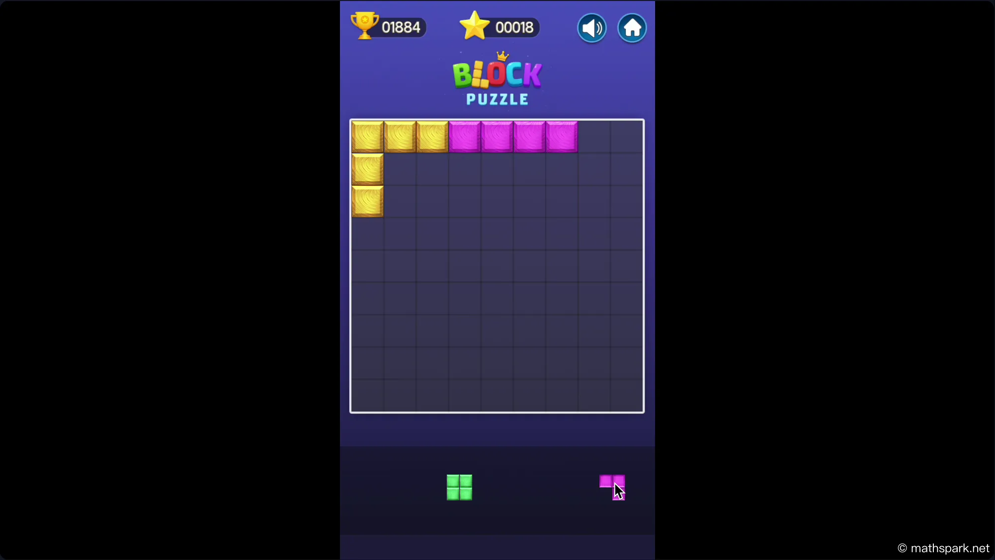 Core gameplay loop showing drag, drop, and clear mechanics