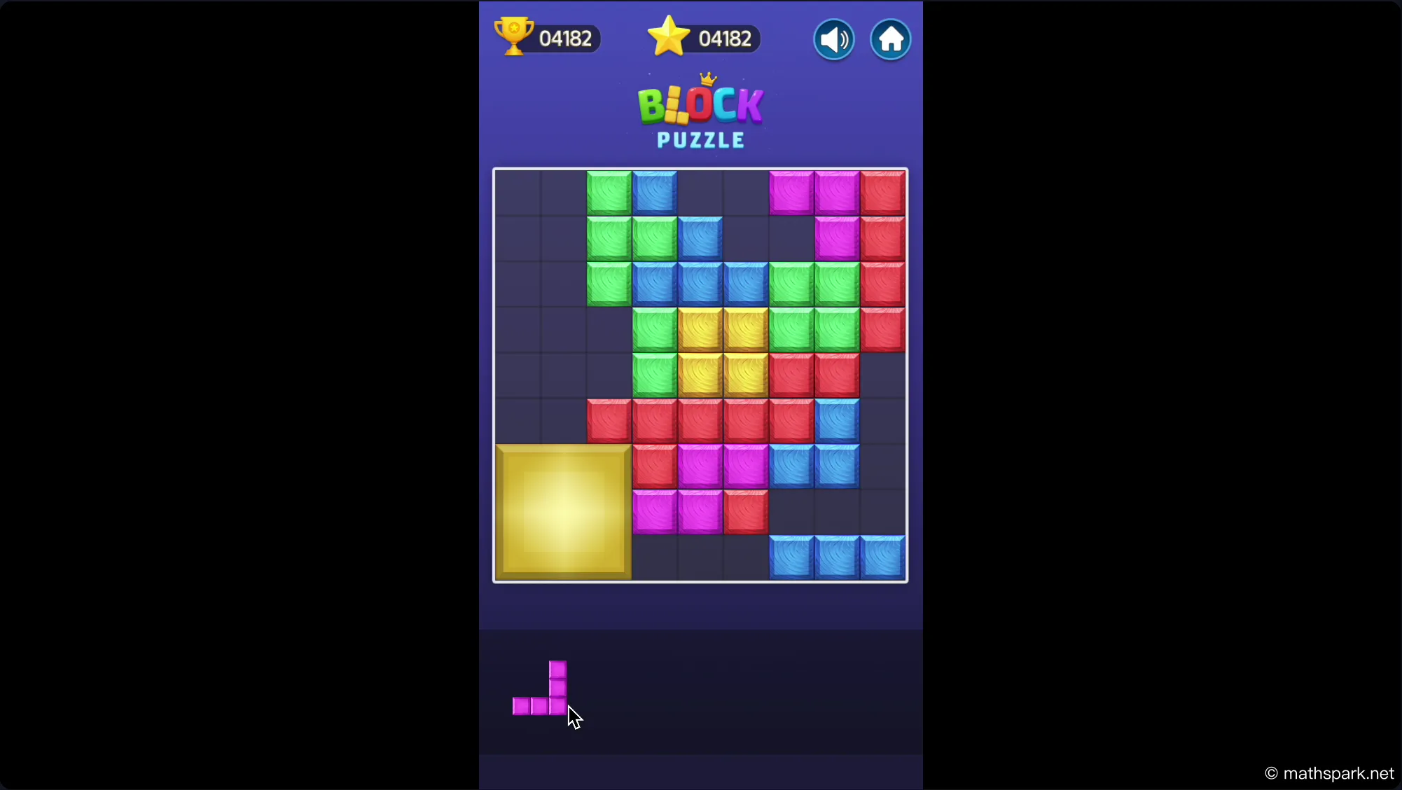 Satisfying combo clear showing simultaneous row and column elimination