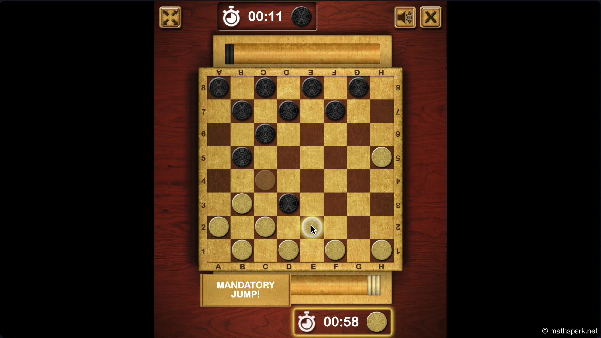 Exciting animation of a multi-jump in Checkers, where one piece captures multiple opponent pieces in a single, satisfying turn.