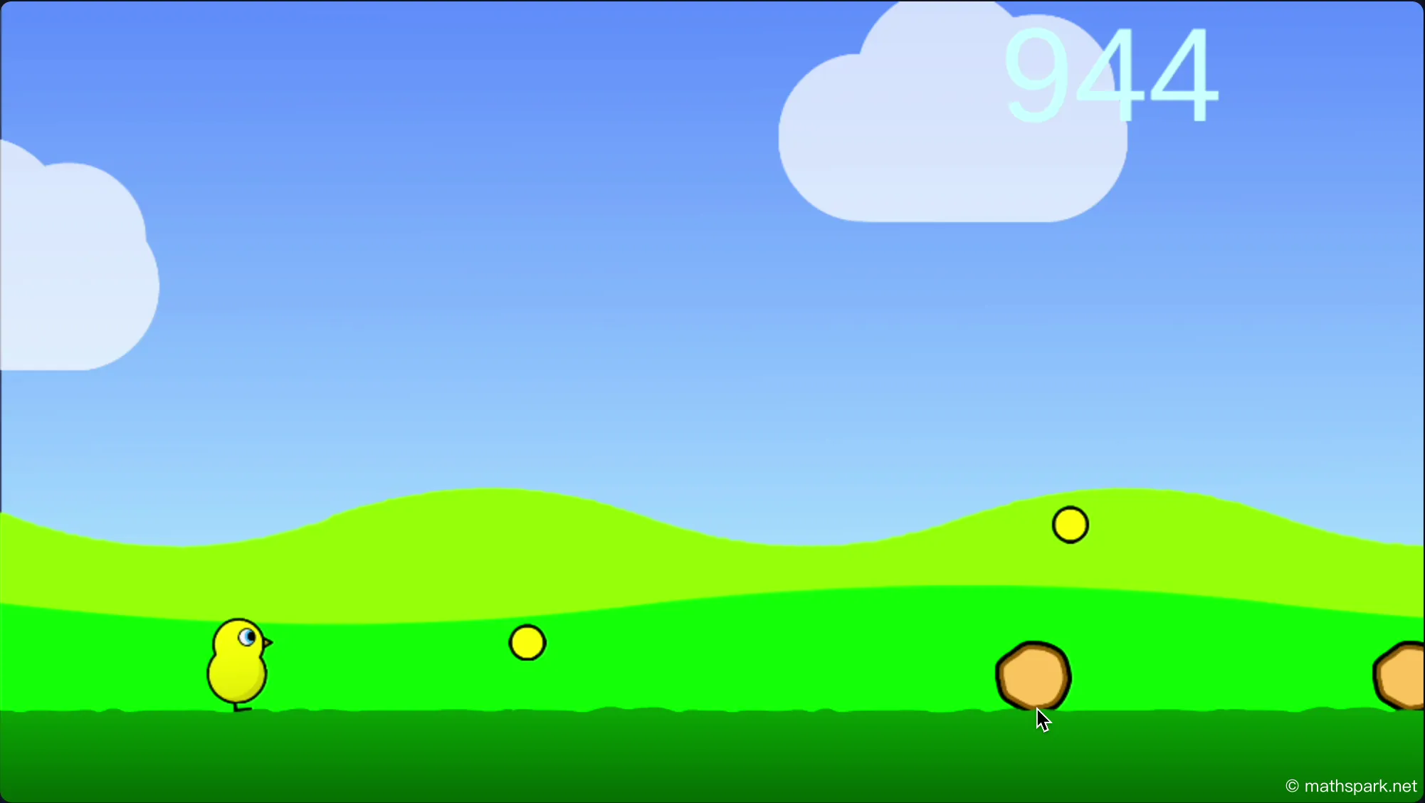 A duck jumping over a log in the Duck Life running training mini-game.