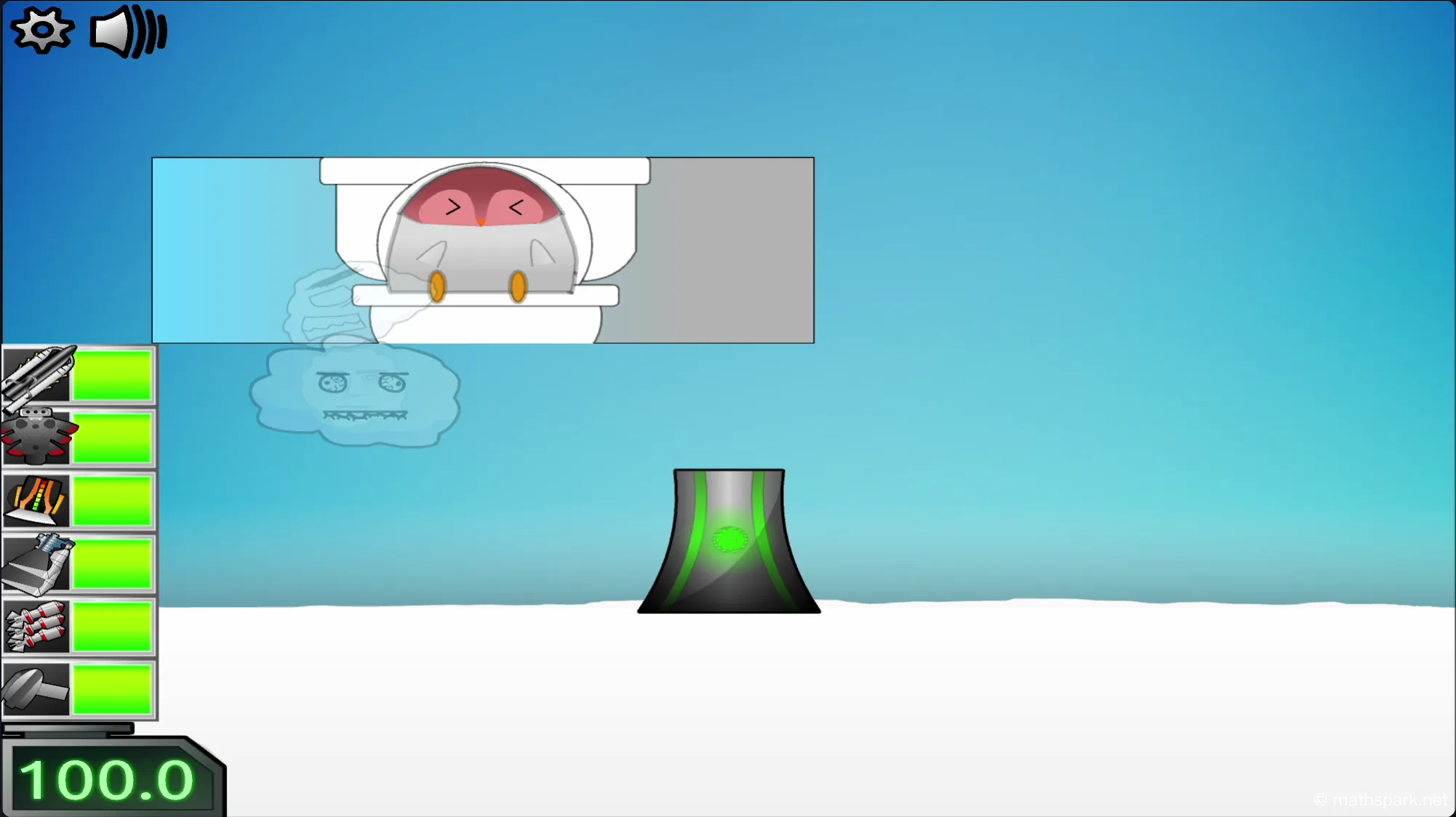 A complex, multi-stage late-game rocket launching into space in Learn to Fly 3.