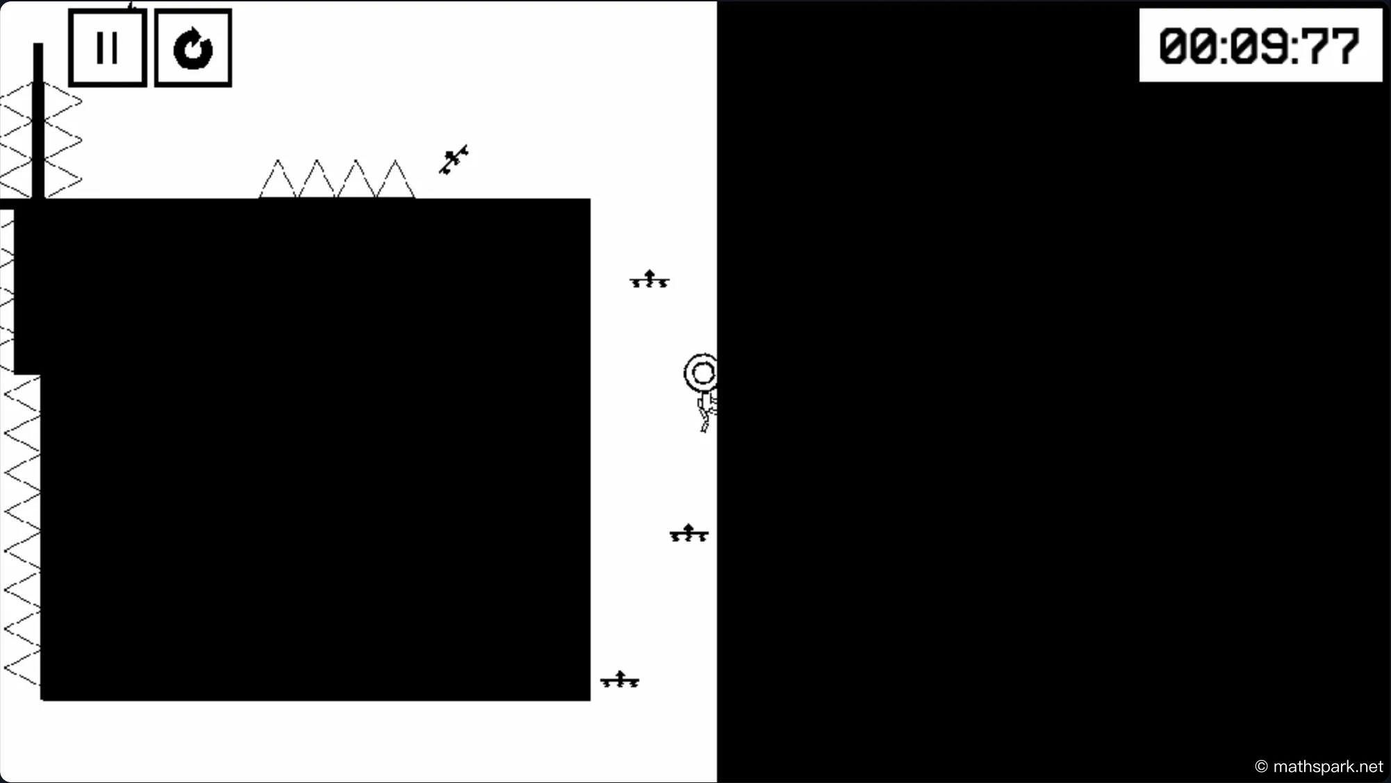 A high-speed speedrun through a complex section of OvO.