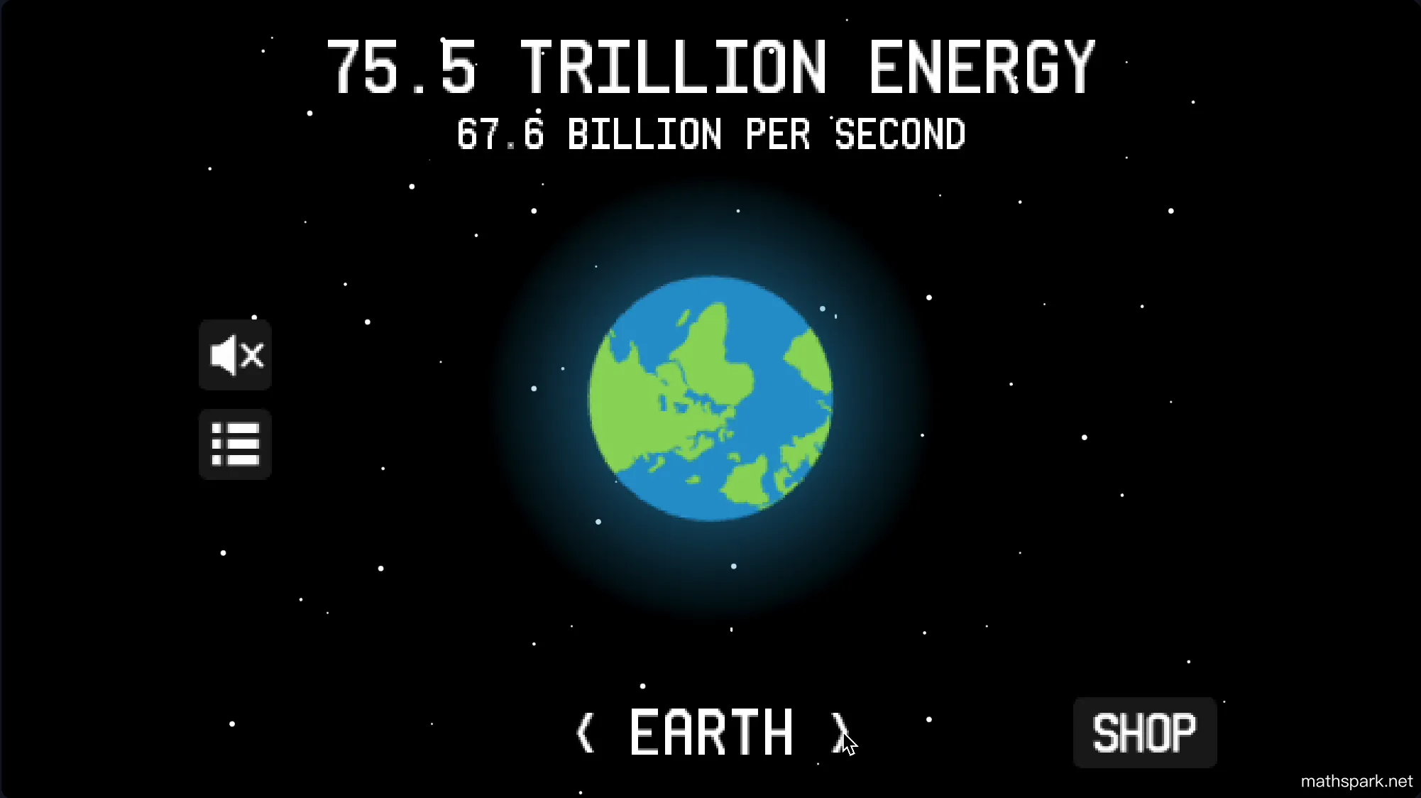 Navigating the solar system by switching between planets in Planet Clicker