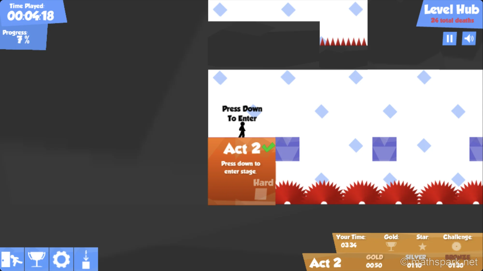 Vex 3 stage completion screen showing Gold trophy and time statistics