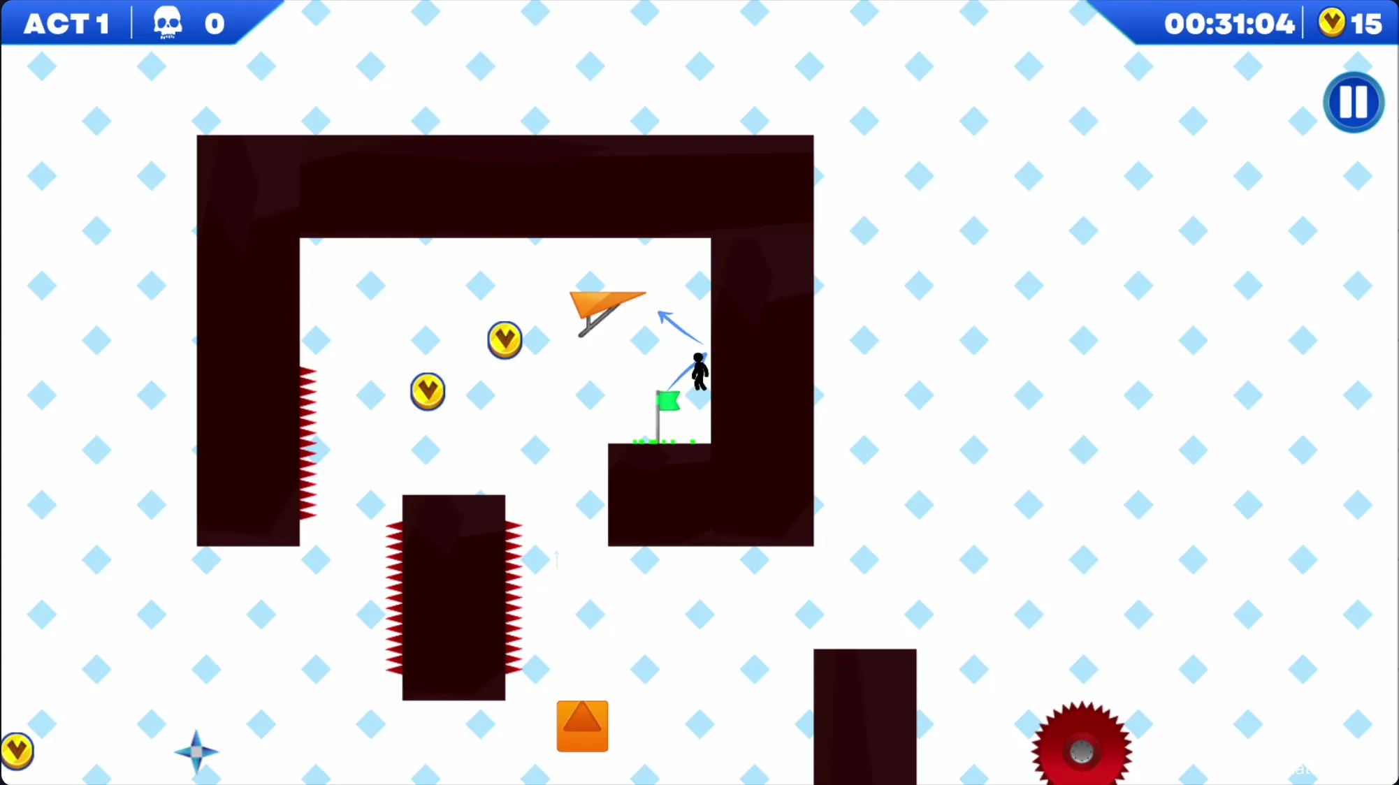 Vex 7 new parachute mechanic allowing the stickman to glide over hazards